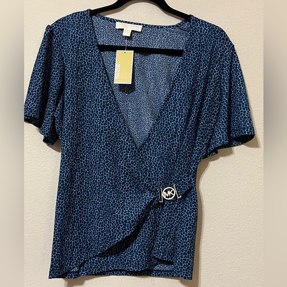 G - Michael Kors Blue Printed Top - Picture 1 of 5